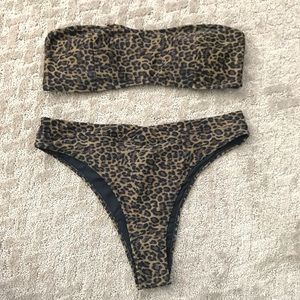 Kendall & Kylie Bandeau Leopard Print Bikini NWT